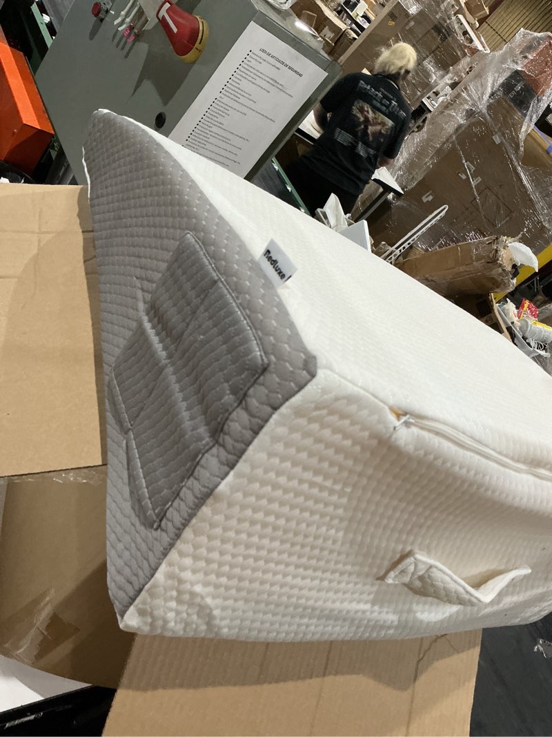 Condition photo showing Good Condition for wedge pillow for sleeping, acid reflux & gerd relief, white & grey | wedge cushion, orthopedic support with memory foam pillow | leg, back, pregnancy support, resting pillow - pack of 1