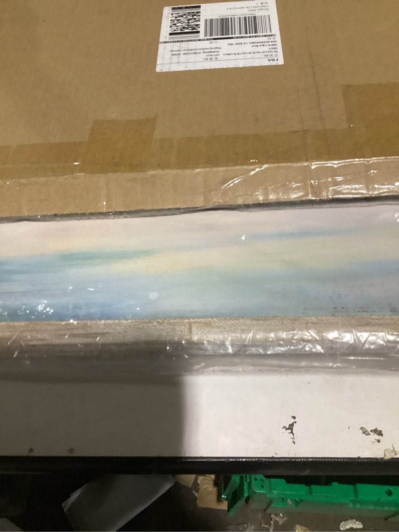 Condition photo showing New/Like New for Beach Ocean Painting Wall Art: Framed Coastal Picture Wooden Sea Bird Print Seaside Sand Seascape Artwork Decor for Living Room Bedroom Bathroom 24x12 inch Beach 03 24"L x 12"W
