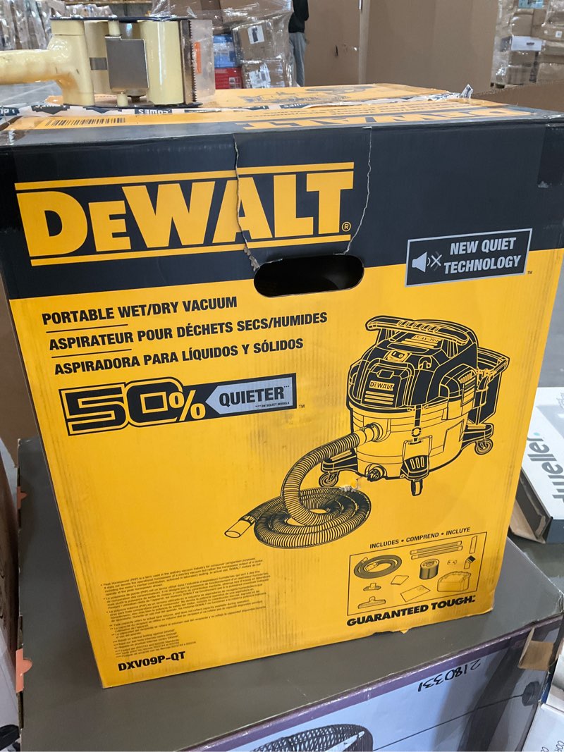 Condition photo showing As Is for dewalt 9 gallon stealthsonic quiet wet/dry vacuum