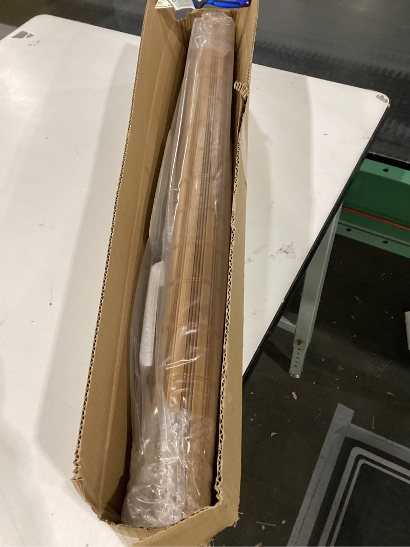 Condition photo showing New/Like New for LazBlinds No Tools No Drill Bamboo Roller Shades, Cordless Bamboo Blinds, Light Filtering Roll Up Blinds for Windows, French Door, Porch or Patio, 30'' W x 64'' H, Squirrel Squirrel 30'' W x 64'' H
