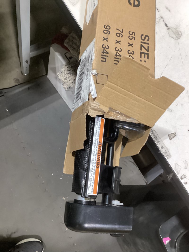 Condition photo showing Good Condition for Retractable Baby Gate for Stairs, 55" Wide Mesh Dog Gate Indoor, 34" Tall Child Gate for Doorways, Hallways, Deck, Indoor Outdoor Pet Baby Safety Essentials for Home, Black