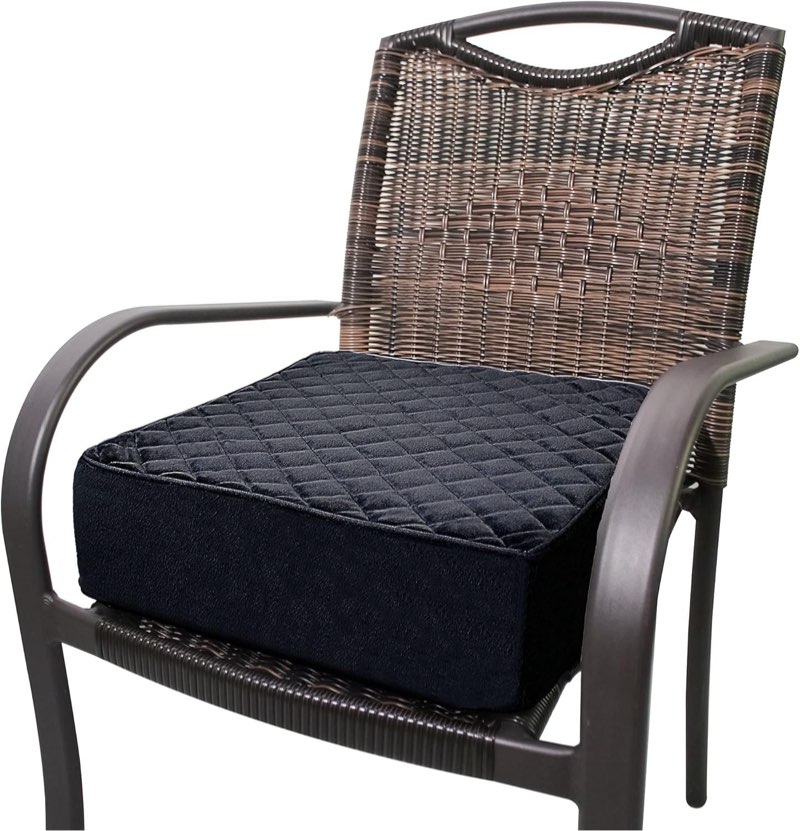 COMFORTANZA Chair Seat Cushion - 18x18x5 Memory Foam Square Thick Non-Slip Pads for Kitchen, Dining, Office Chairs, Car Seats - Booster Cushion - Comfort and Back Pain Relief - Medium Firm - Black 