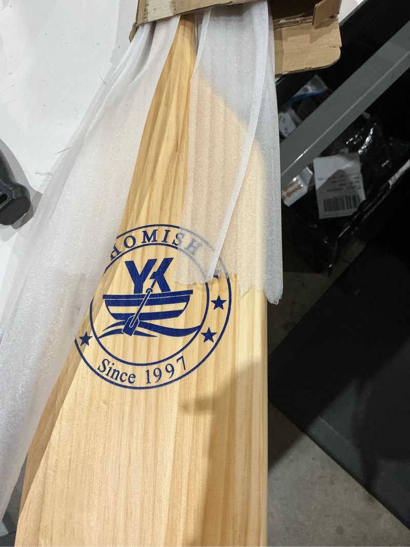 Condition photo showing Good Condition for wooden canoe paddles 4 ft, wood boat paddle with ergonomic grip, solid pine | lightweight, comfortable t-grip handle, protective varnish finish, for calm lakes & slow rivers, diy paintable 1 pack