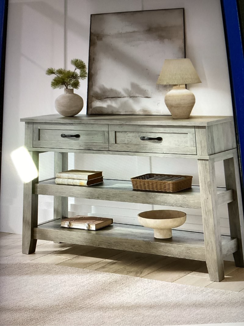 GarveeHome Entryway Table, Console Table with 3 Storage Drawers, 3 Tier Farmhouse Wooden Sofa Table,