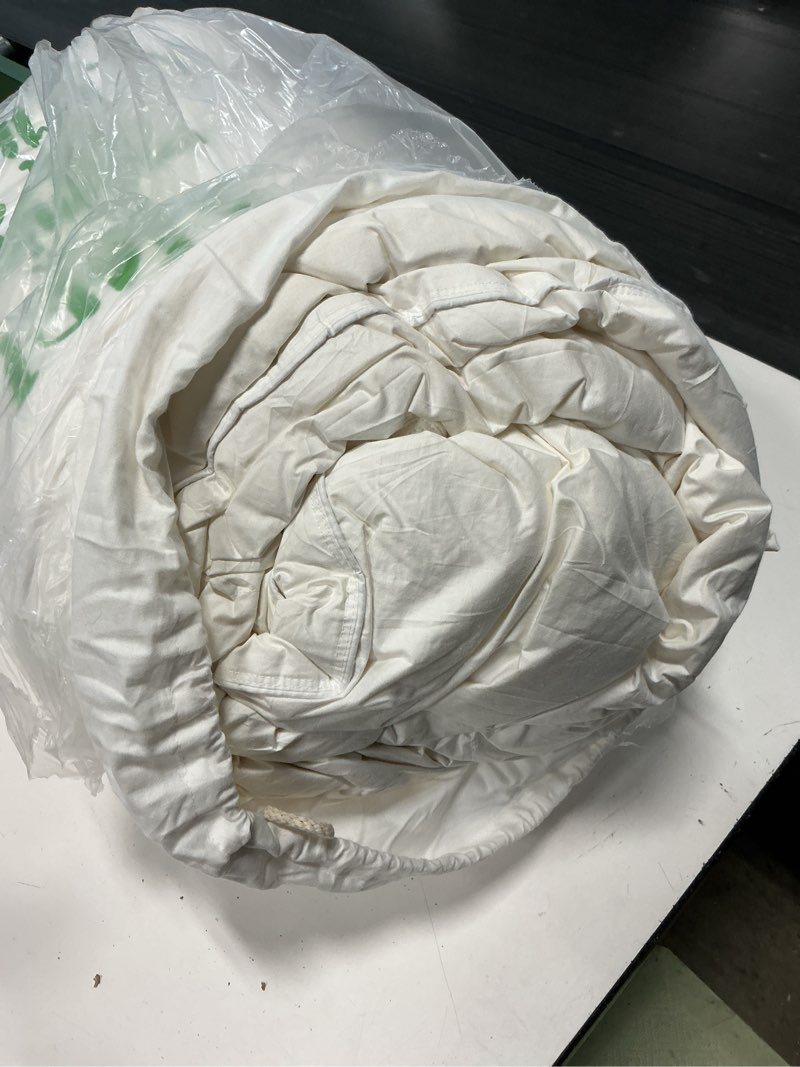 Condition photo showing As Is for apsmile king size luxury 100% organic cotton all season down feather fibers comforter, extra fluffy medium warmth duvet insert(106x90, ivory white) ivory white / medium warmth king