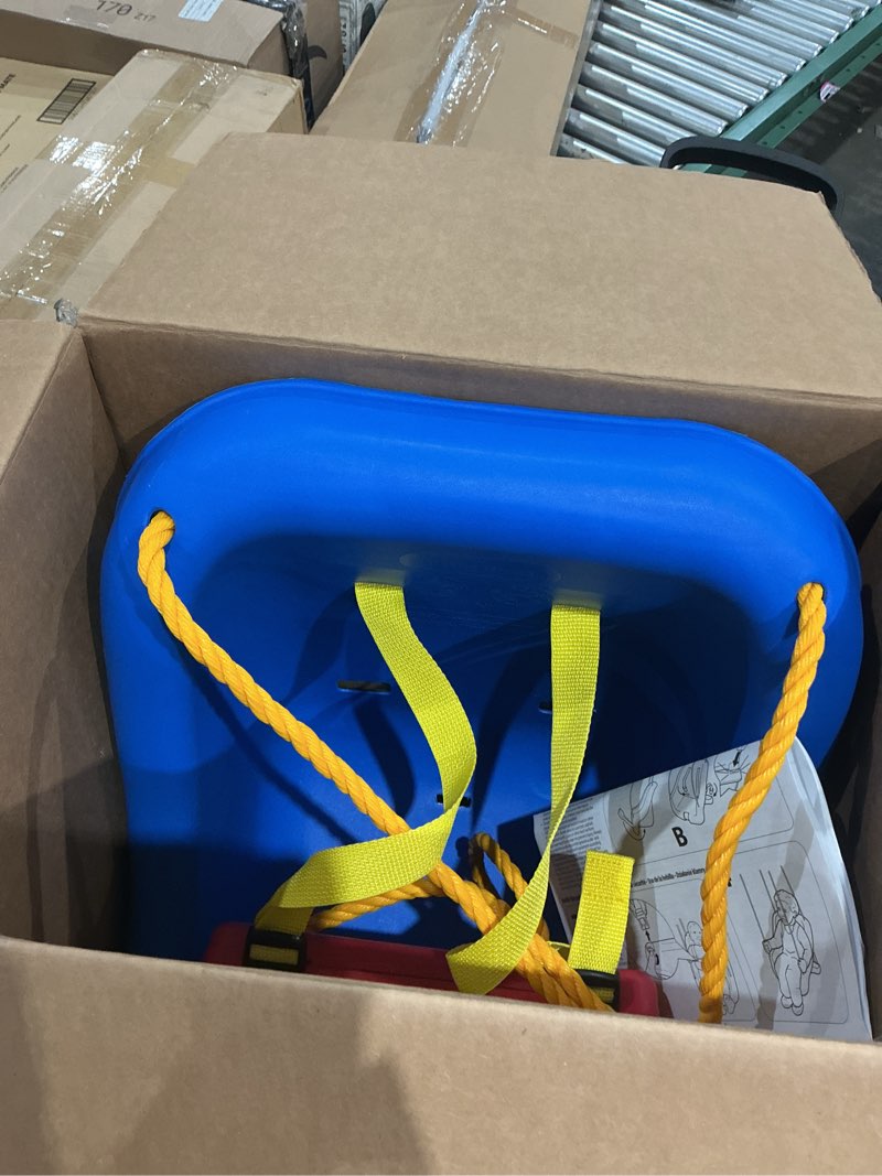 Condition photo showing Good Condition for little tikes 2-in-1 snug  n secure blue swing for baby and toddlers  ages 9 months - 4 years
