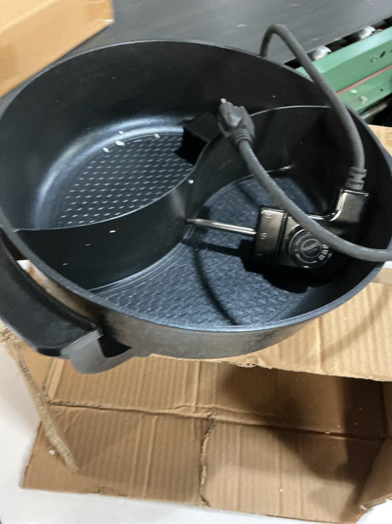 Condition photo showing As Is for vevor electric hot pot, 1360w 5 l double-flavor shabu shabu pot, non-stick electric cooker with divider, clear glass lid, temperature control, chinese hotpot for 6-10 people family dinning & party