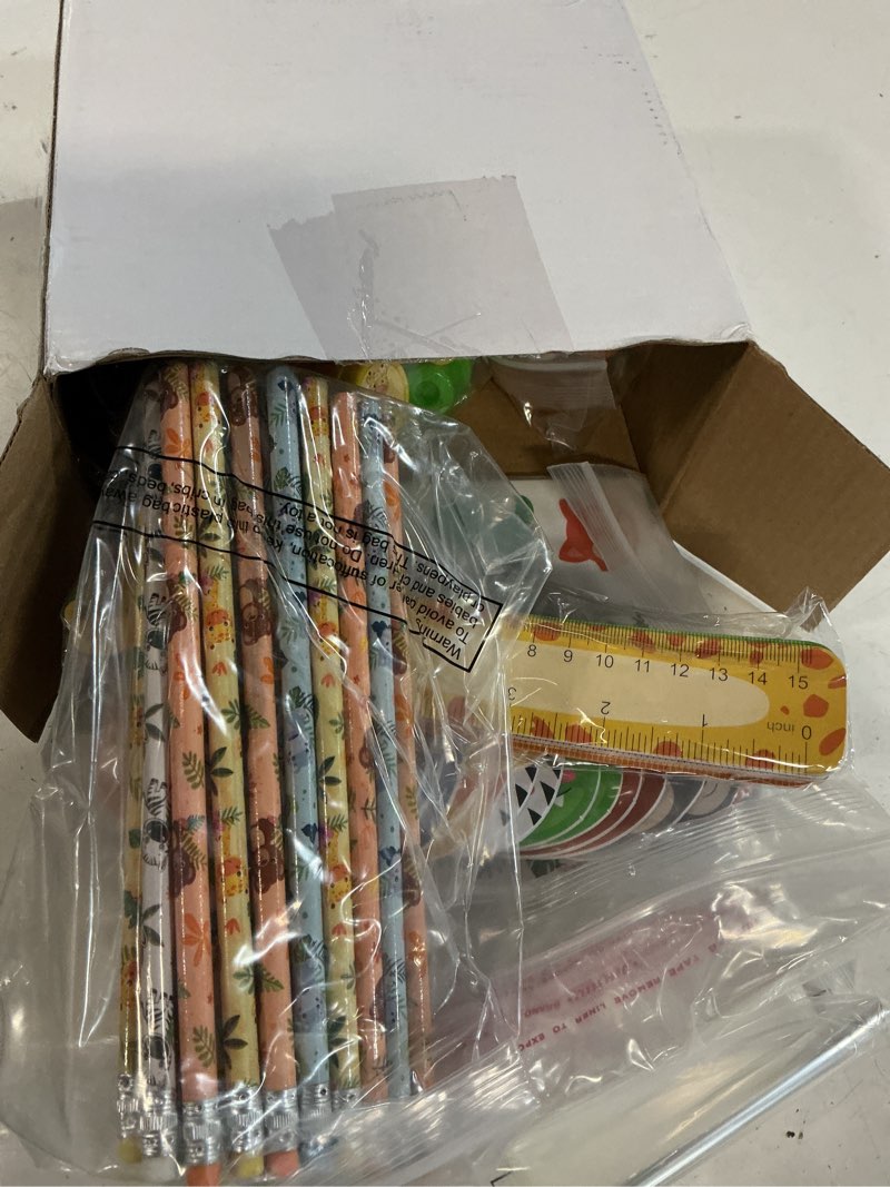 Condition photo showing New/Like New for cholemy 168 pcs jungle safari party gift jungle party supplies safari animal stationery set notebook sticker stamper eraser ruler pencil bag for baby shower birthday gift prize