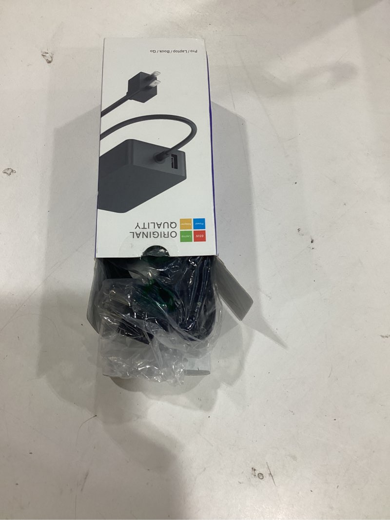Condition photo showing As Is for 65W Charger Compatible with Microsoft Surface Pro 11, 10, 9, 8, 7+, 7, 6, 5, 4, 3, X, Power Adapter for Windows Surface Laptop 7/6/5/4/3/2/1, Go Tablet, Book 3/2/1, Support 44W, 36W, LED, 10FT Black