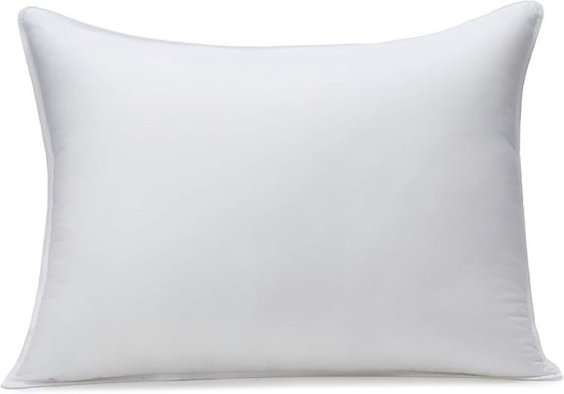 Amazon Basics Down Alternative Pillow for Back Side Sleepers, Medium Density, Standard Size, 26" x 20", White