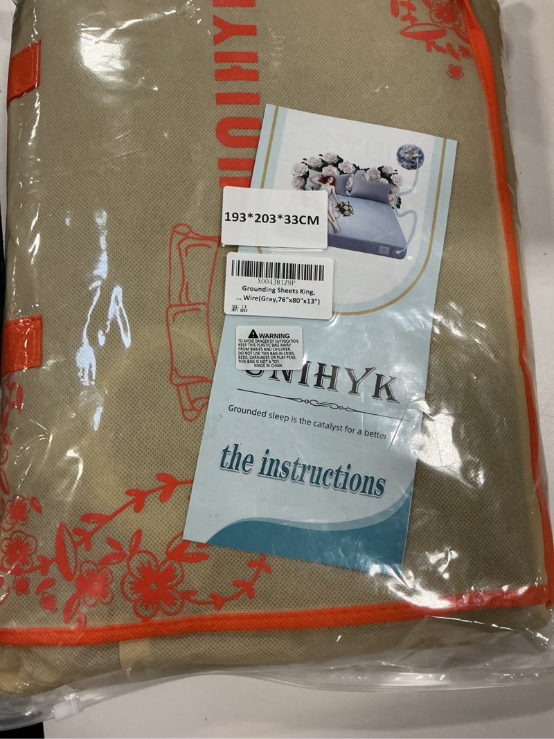 Condition photo showing New/Like New for Grounding Sheets Queen, 95% Organic Cotton + 5% Silver Fiber, Grounding Sheets Can Improve Sleep and Sub-Health, Anti-Static Grounding Fitted Sheet with 15 ft Gounding Wire(Gray,60"x80"x13") Gray 5% Silver-Queen