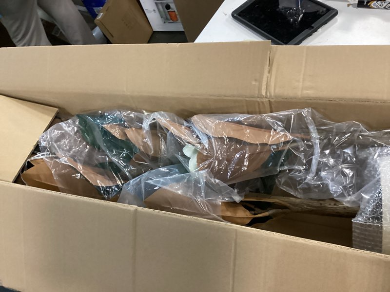 Condition photo showing New/Like New for Rubber Tree 6 ft Artificial Tree in White Planter Pot, Faux Plants Indoor Faux Floor Plant Artificial Plants with 7 Pcs Magnolia Flowers for Home Decor, Artificial Fiddle Leaf Fig Tree for Office 6ft Green