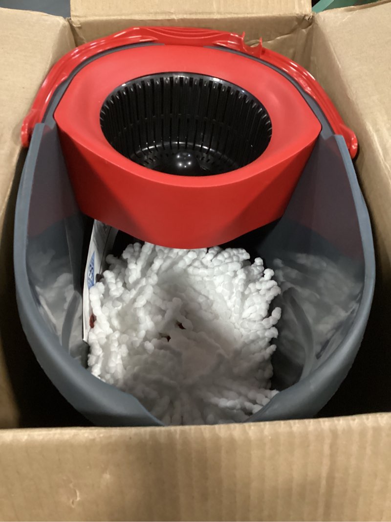 Condition photo showing As Is for O-Cedar EasyWring Microfiber Spin Mop, Bucket Floor Cleaning System, Red, Gray, Standard Easywring Spin Mop & Bucket