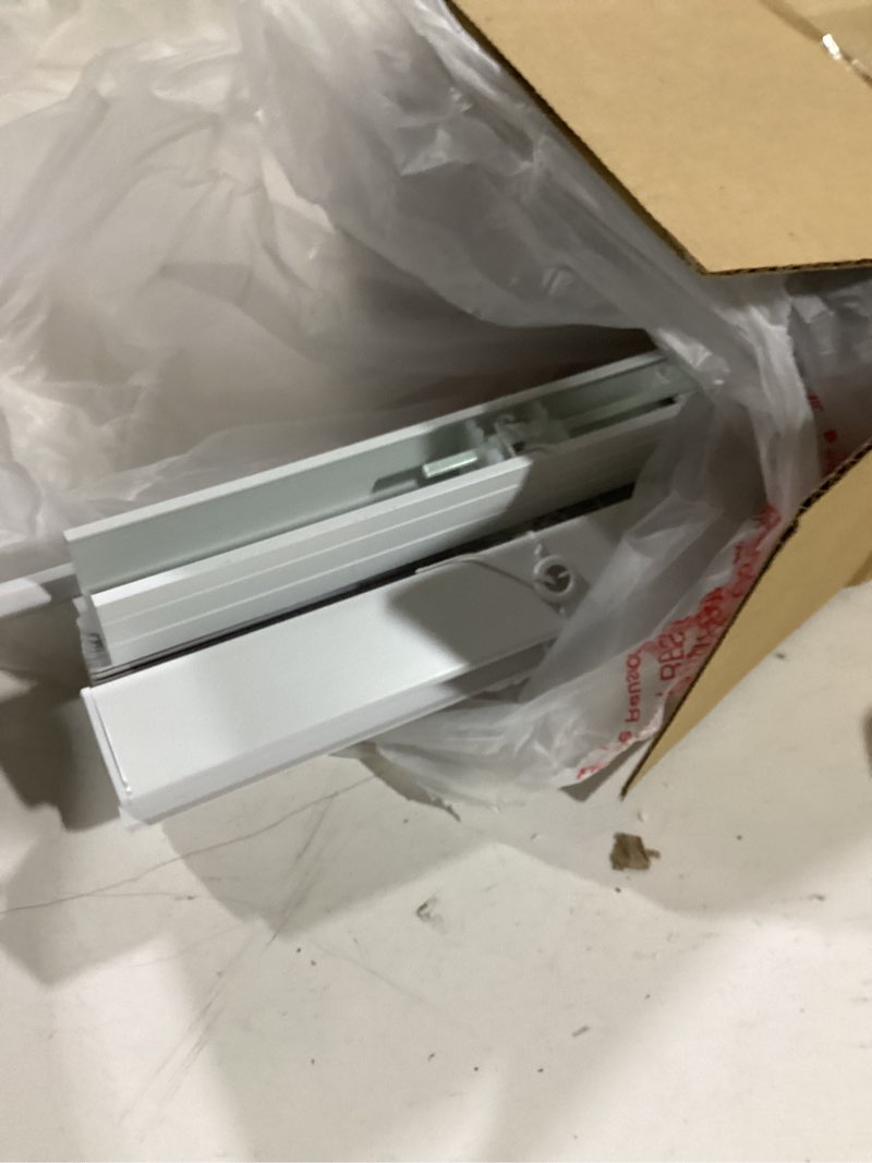 Condition photo showing Good Condition for cordless vinyl mini l blinds 22" w x 48" h, 1" slat white horizontal windows l blind for door, shades, camper, light filtering, interiors, arrive 1/2 inch narrower indoor 22"w x 48"h