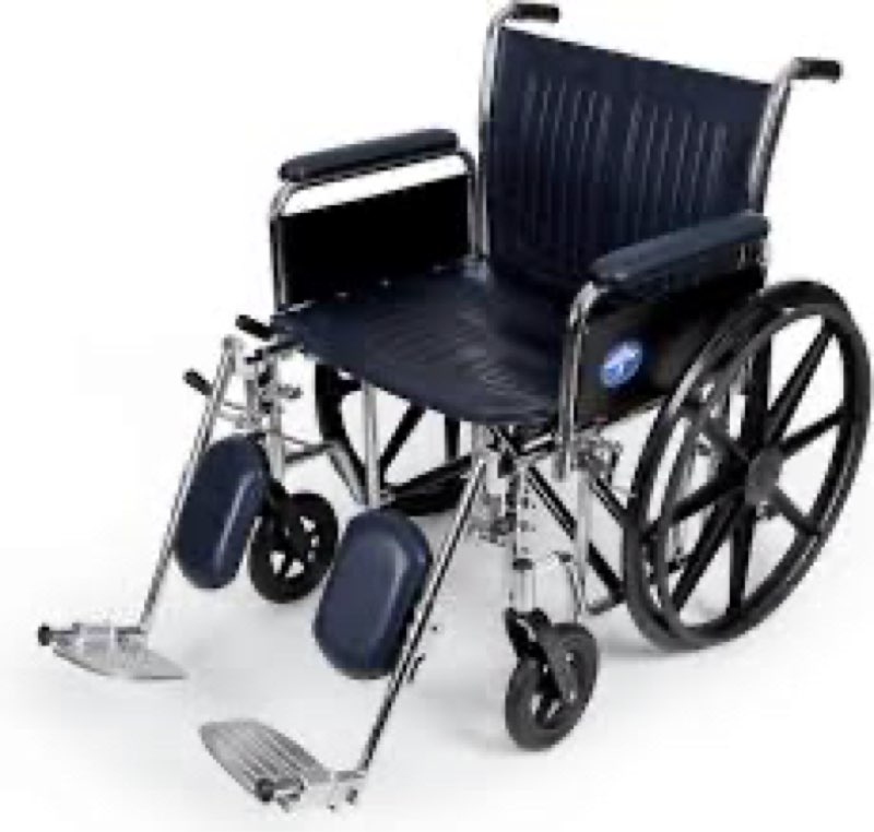 Medline Excel Extra-Wide Wheelchair with 20" Seat, Full-Length Arms, Elevating Leg Rests, and Chrome Frame - Bariatric, Premium Mobility Aid for Enhanced Comfort and Durability
