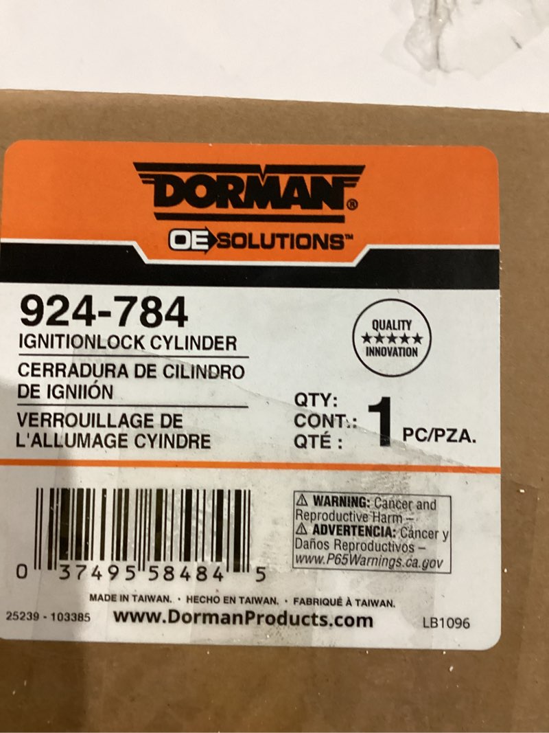 Condition photo showing As Is for Dorman 924-784 Mechanical Key Relearn Ignition Lock Cylinder Compatible with Select Models (OE FIX) Automatic Coding Ignition Lock Cylinder