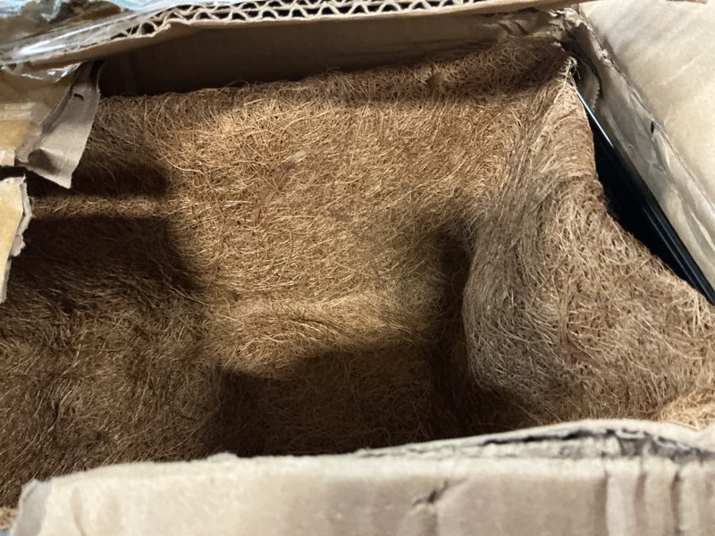 Condition photo showing As Is for Geetery 6 Pack Classic 30 Inch x 7 Inch x 4.7 Inch Black Metal Hanging Rectangular Window Railing Planter Basket with Coconut Liner for Outdoor Patio Fence Porch Balcony