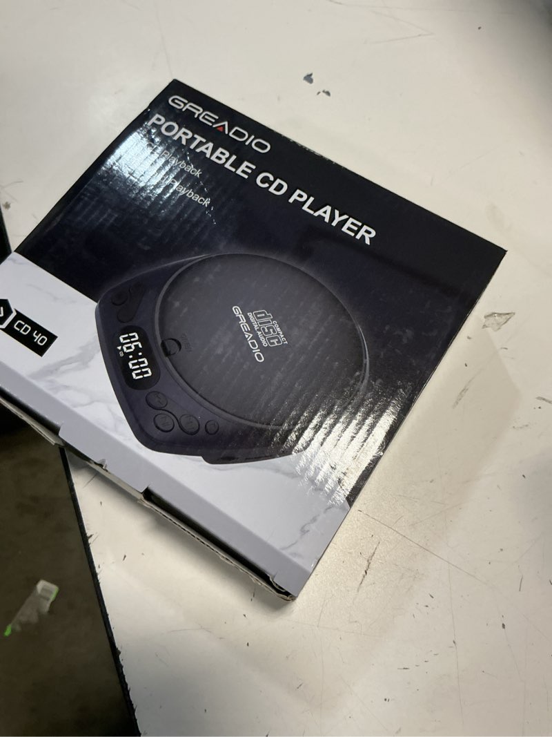 Condition photo showing New/Like New for portable cd player with headphones, rechargeable discman cd player for car & home, small cd players portable with 60s anti-skip, supports cd/mp3/wma/tf card/aux, backlit/lock/programmable/timer blue-cd player with 1200mah