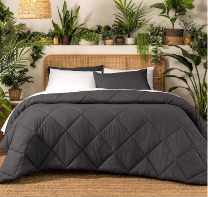 ivy union king comforter set - comfy, breathable, all season - down alternative comforter & shams - ultra-soft, fluffy, lightweight - diamond stitch quilting for durability (king, forged iron grey)