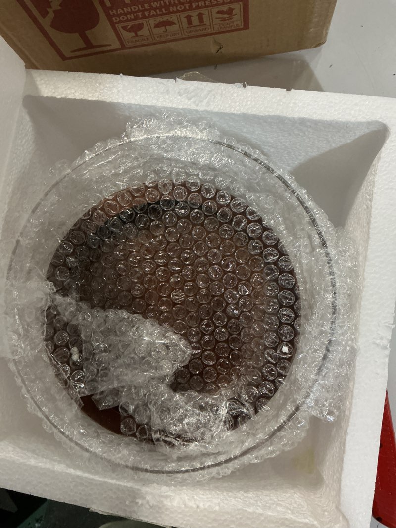 Condition photo showing New/Like New for prolee large glass salad bowl set, clear salad bowl with solid wood base servers, elegance salad serving bowls for kitchen utensils and party