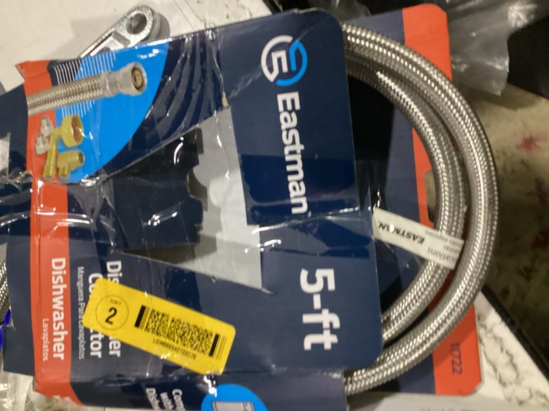 Condition photo showing As Is for eastman 5-ft 3/8-in compression inlet x 3/8-in compression outlet stainless steel dishwasher connector