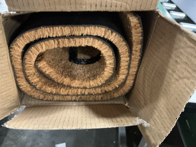 Condition photo showing As Is for theodore magnus door mat - welcome mat for front door with non-slip backing - durable coir doormat - perfect for outside entrance and entryway matt - outdoor/indoor - classic welcome - 24" x 48" classic welcome 2' x 4' (rectangular)