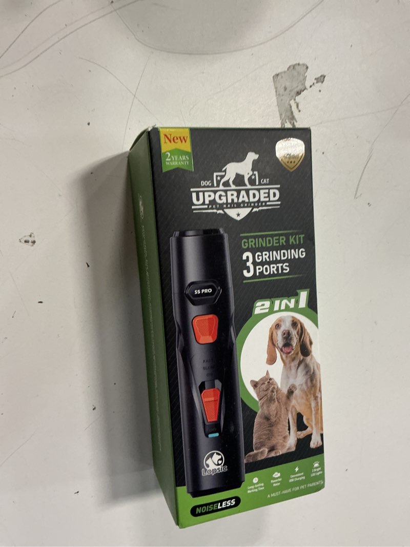 Condition photo showing New/Like New for Dog Nail Grinder with 2 LED Lights Powerful 2 Speeds Super Quiet Dog Nail Trimmers with 3 Grinding Wheels Rechargeable Pet Dog Nail Clippers for Large Medium Puppy Dogs Dog Nail File Cat Nail Clipper Black
