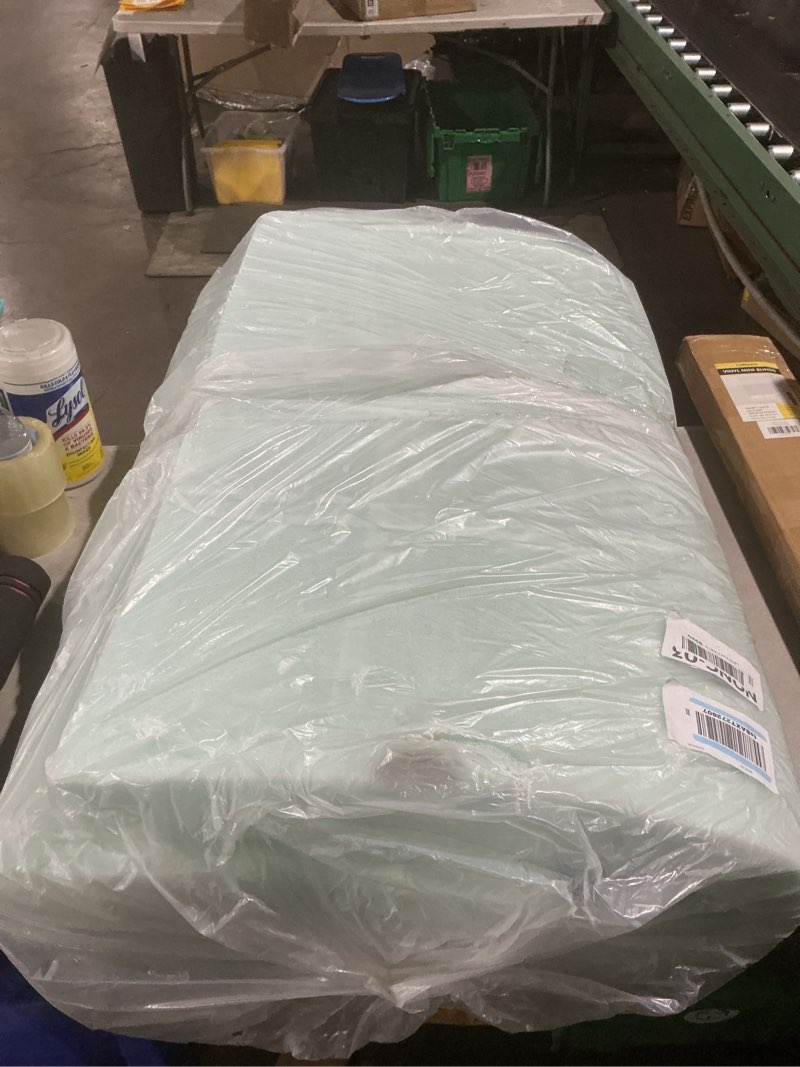 Condition photo showing As Is for amazon basics queen mattress topper, cooling gel-infused, certipur-us certified, 2 inches, blue queen 2" memory foam