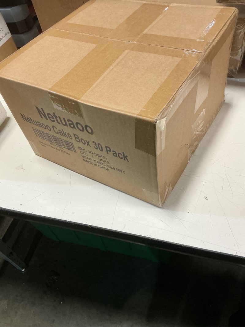 Condition photo showing New/Like New for cake box 30 pack cake boxes with window 10 x 10 x 8 inch cake boxes disposable cake containers with lids for cookies, wedding, birthday, party (tray not included) white2 large 30