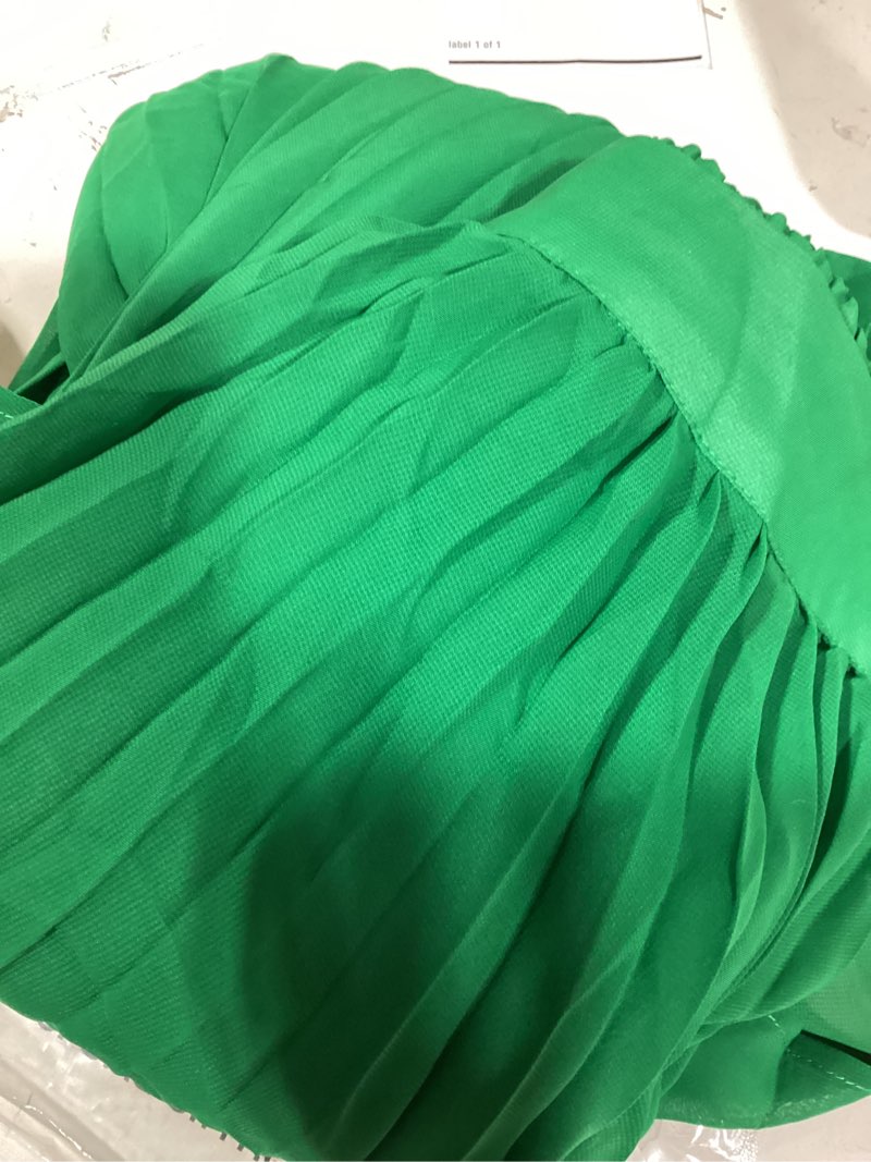 Condition photo showing Good Condition for GOOBGS Women's Pleated A-Line High Waist Swing Flare Midi Skirt Small Deep Green