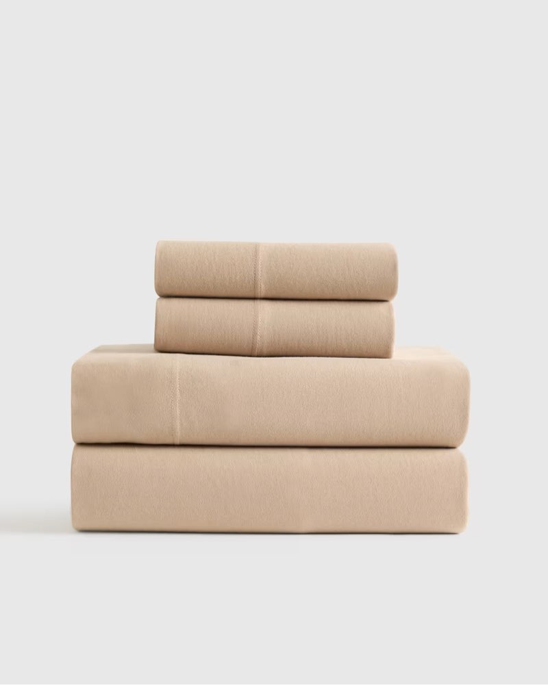 quince organic jersey sheet set of 4, king, color latte