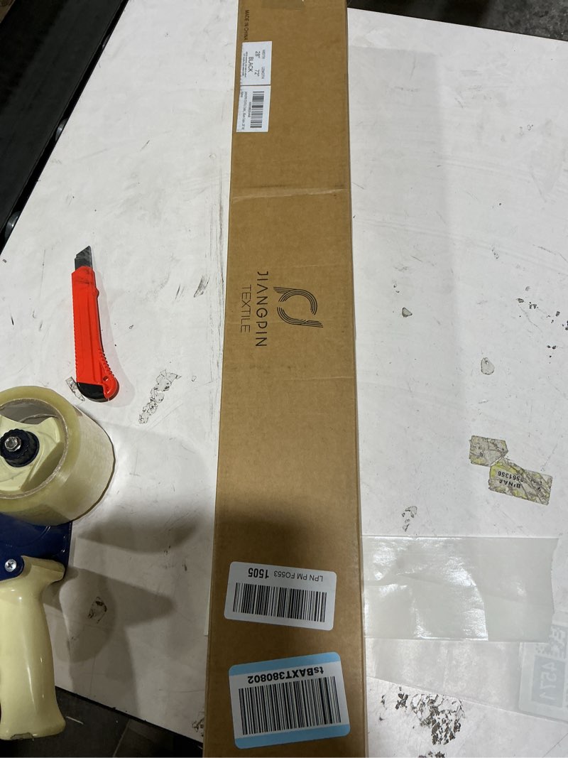 Condition photo showing Good Condition for Blackout Zebra Blinds, Dual Layer Free-Stop, Room Darkening Zebra Shades, Blinds for Indoor Windows, Light Filtering Privacy Sheer Shade for Home(28" W X 72" H, Black) 28"W x 72"H Black