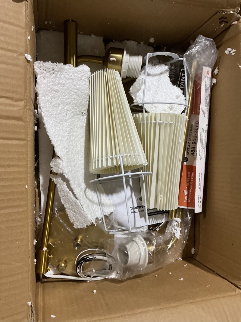 Condition photo showing Good Condition for gold linear chandeliers for dining room, 2-light gold linear light fixture with white pleated fabric shade,traditional vintage pendant lights for kitchen island,restaurant