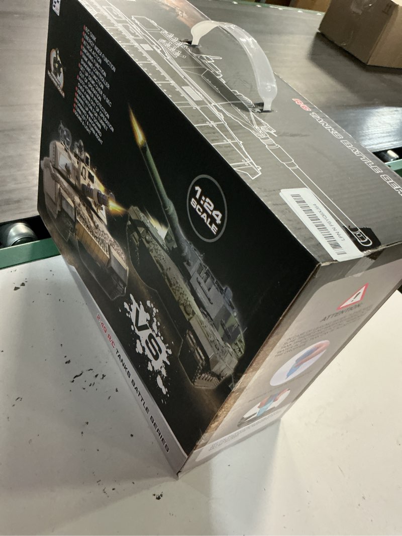 Condition photo showing New/Like New for supdex 1/24 rc battle tank set, remote control usa m1a2 and ger leopard ii army toy that shoots for kids and adults, 2.4g tank model toy for boys age 6+ year old with sound effects, lights and smoke us m1a2 vs leopard ii