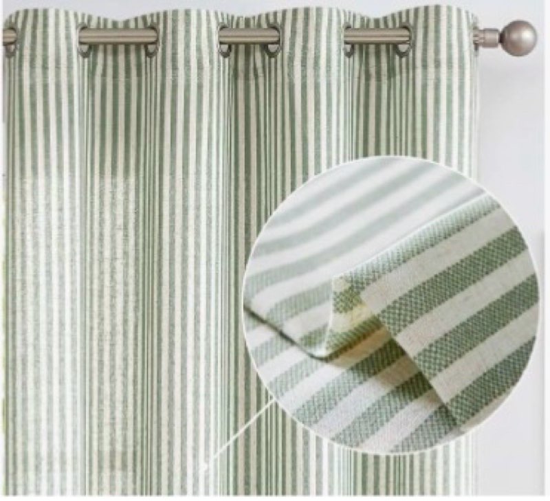 Vangao Linen Striped Curtains for Living Room Bedroom Farmhouse Tickingstripe Light Filtering Window