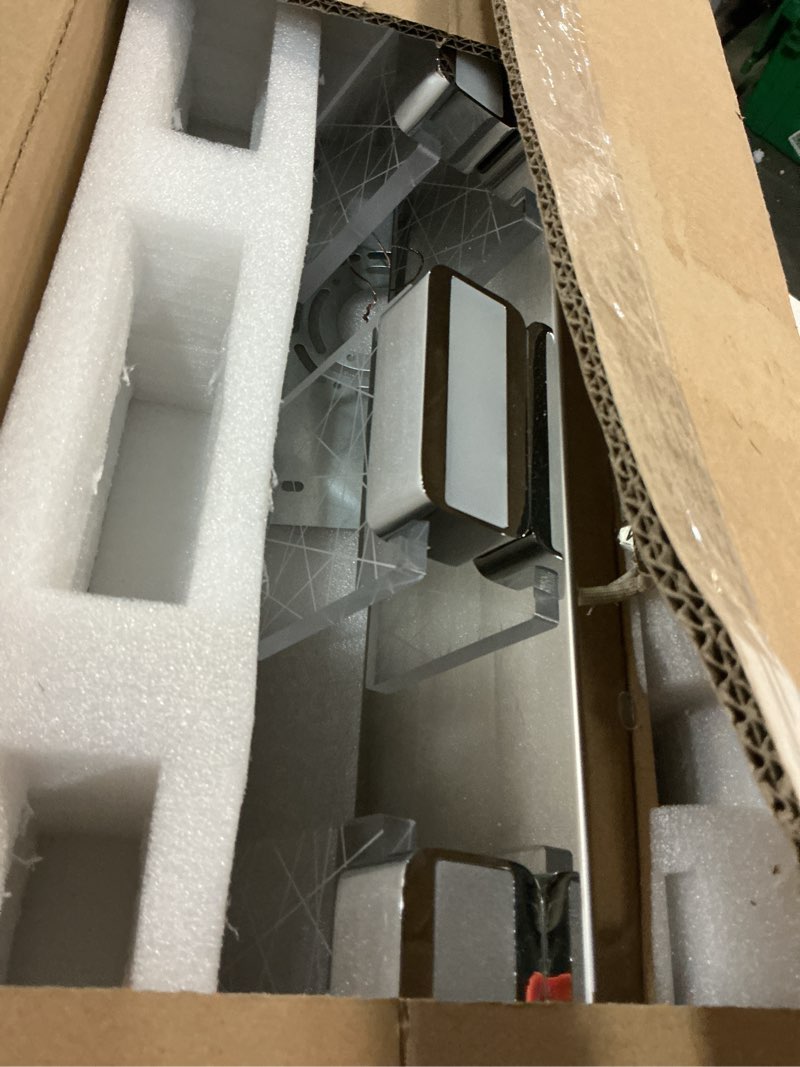 Condition photo showing As Is for Modern LED Bathroom Vanity Light Fixtures Chrome Stainless Steel 3 Light Wall Sconces for Bathroom Lighting Fuxture Over Mirror 21.5Inch 30w LED Crystal Wall Light Cool White 5800k Chrome 3 lights