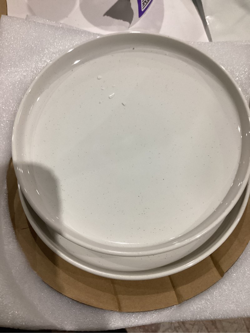 Condition photo showing As Is for Plates and Bowls Sets, Dinnerware Sets for 4, 12 Pieces Scratch Resistant Dishware Dishes Set, Ceramic Kitchen Dinner Set, Porcelain & Microwave and Dishwasher Safe, Cream White Ceramic Dinnerware Set