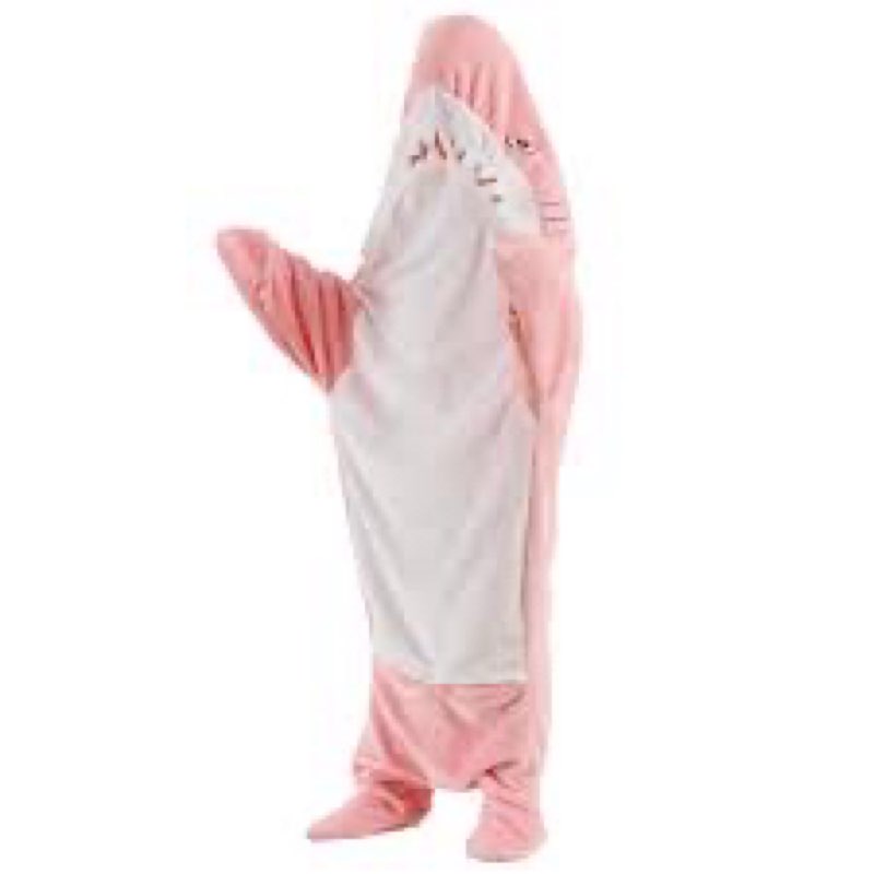 Touchat Shark Blanket Hoodie Onesie, Wearable Blankets Hoodie Adult, Warm Flannel Throw Blanket Tail Sleeping Bag, Cartoon Costume Shark Onesie Funny Gifts for Adults (Pink,M)