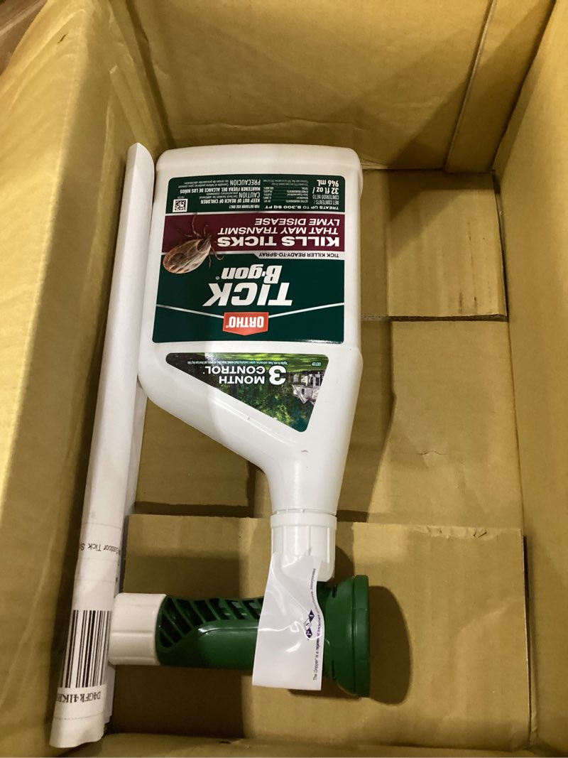Condition photo showing As Is for ortho tick b-gon tick killer ready-to-spray - outdoor tick spray, kills ticks, cat and dog fleas, and mosquitoes - 32 fl. oz.