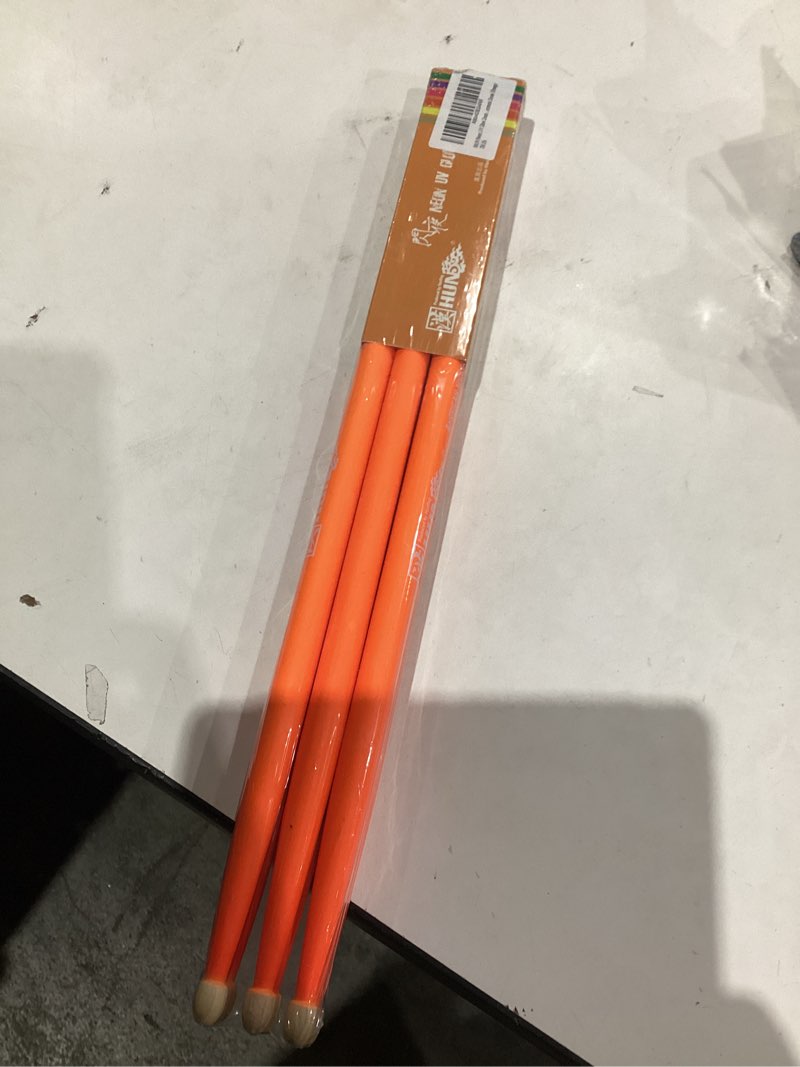 Condition photo showing New/Like New for 3-pairs(Orange),Neon UV Glow Drum Stick,Classic 5A Drum Stick, Hickory Drum Stick, for Acoustic or Electronic Drum, wood drumstick glow under black light on stage,cant glow in dark.School Season Gift.