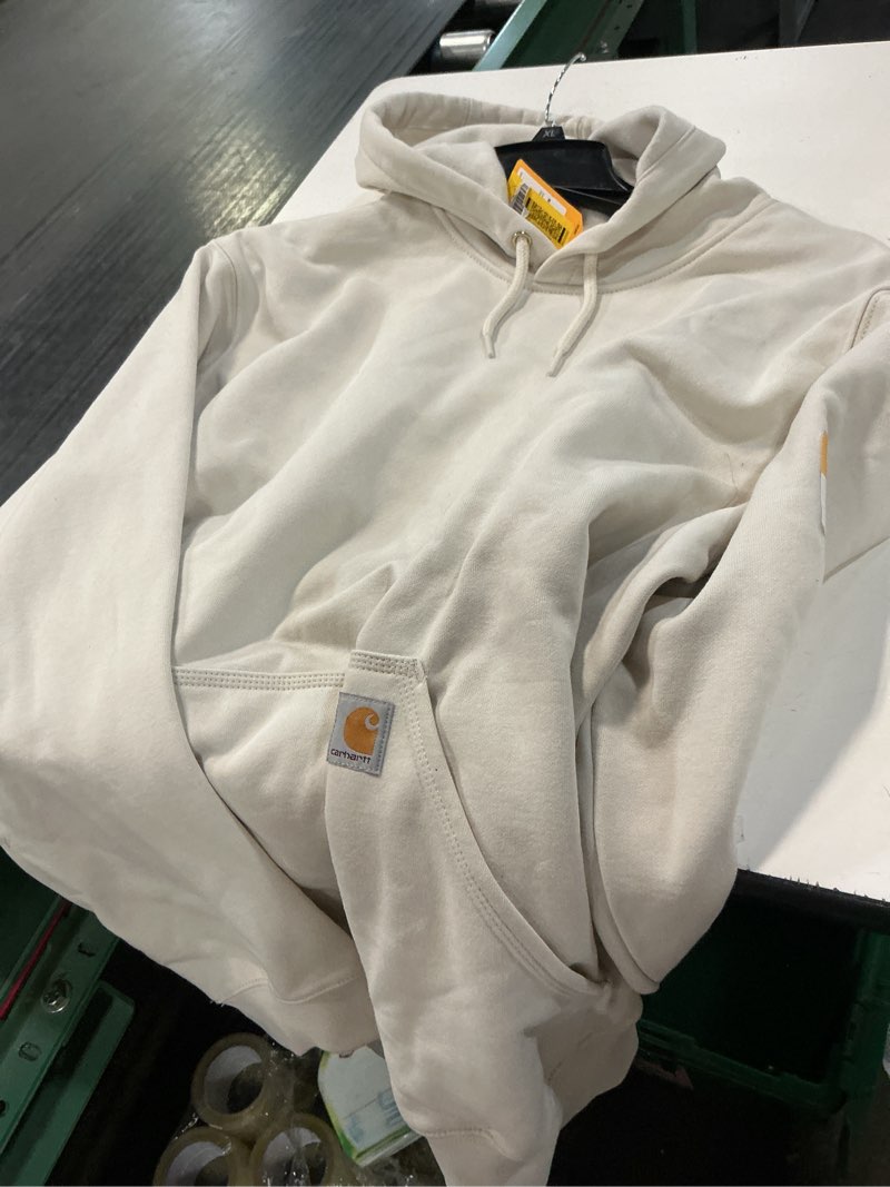 Condition photo showing As Is for carhartt men's off-white fleece long sleeve sweatshirt (x-large)