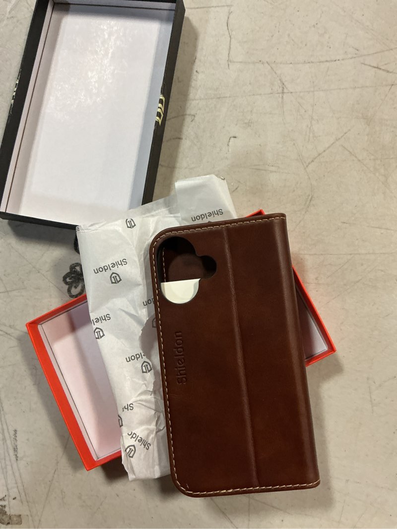 Condition photo showing New/Like New for shieldon case wallet for iphone 17 5g 6.3-inch 2025 | genuine leather | flip magnetic closure | rfid blocking credit card holder | kickstand | tpu shockproof cover | retro coffee