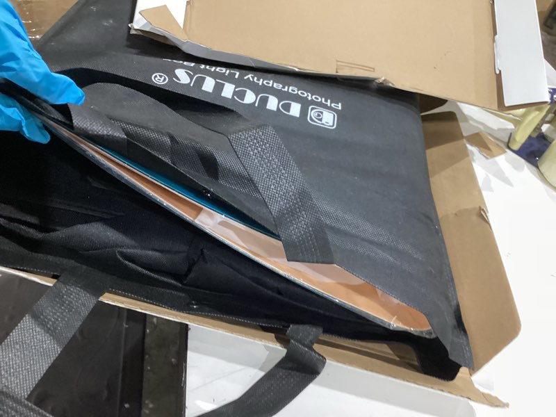 Condition photo showing Good Condition for duclus light box photography, 16x16 inch photo light box with 160 dimmable led lights (cri 97+), 6 pvc & 2 paper backdrops, portable studio box for product photography: jewelry, food, shoes 16*16 inch