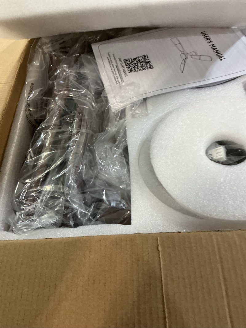 Condition photo showing New/Like New for fanbulous 52 inch ceiling fans with lights and remote, 3 blades flush mount low profile ceiling fan, efficient 3475 cfm, safe abs, timer, quiet 35db, 3cct, reversible for bedroom living room, walnut 52 inch walnut 1