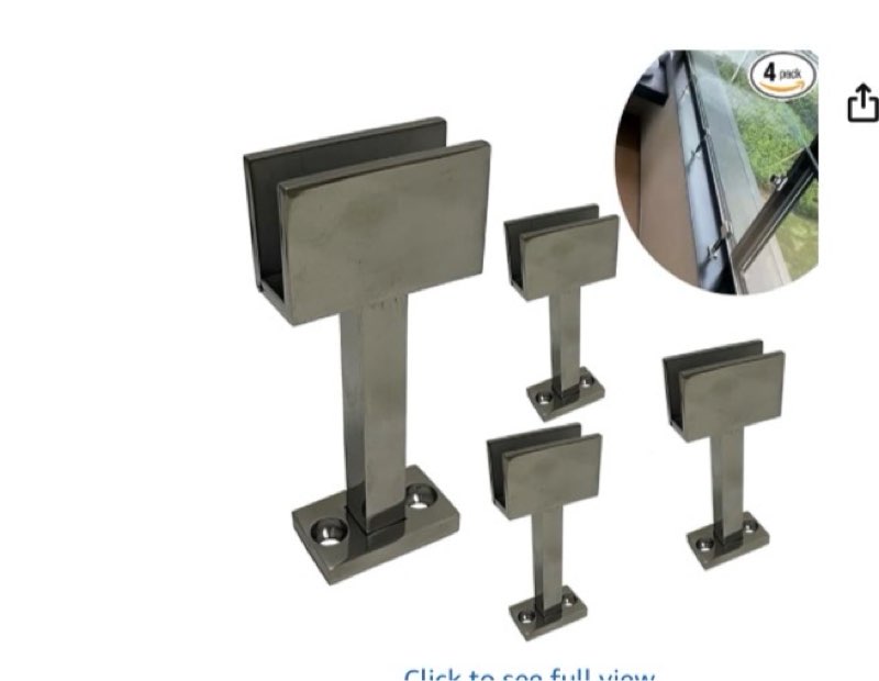 BBOSCH 4X 304 Stainless Steel Square Glass Spigots Pool Fence Spigot Clamp, Black