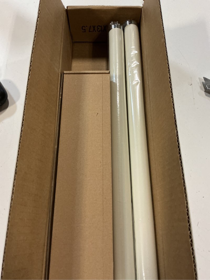 Condition photo showing New/Like New for vintage white boho curtain rod for windows 48 to 84, 1-inch heavy-duty adjustable curtain rod with decorative pinecone finials for farmhouse living room, bedroom, dining room 36-88" vintage white