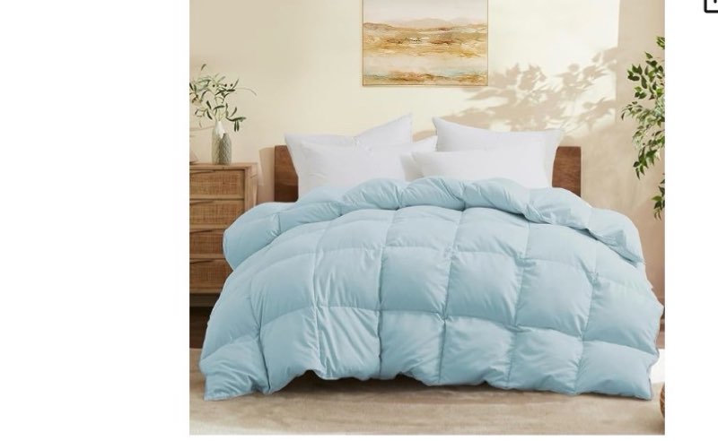 joysoul king size down comforter - all season ultra soft goose down & feather fiber fill, luxury hotel blue duvet insert with corner tabs (104" x 88")