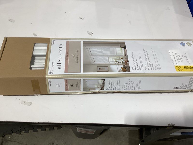 Condition photo showing New/Like New for  allen + roth trim at home 2-in slat width 27-in x 72-in cordless white faux wood room darkening