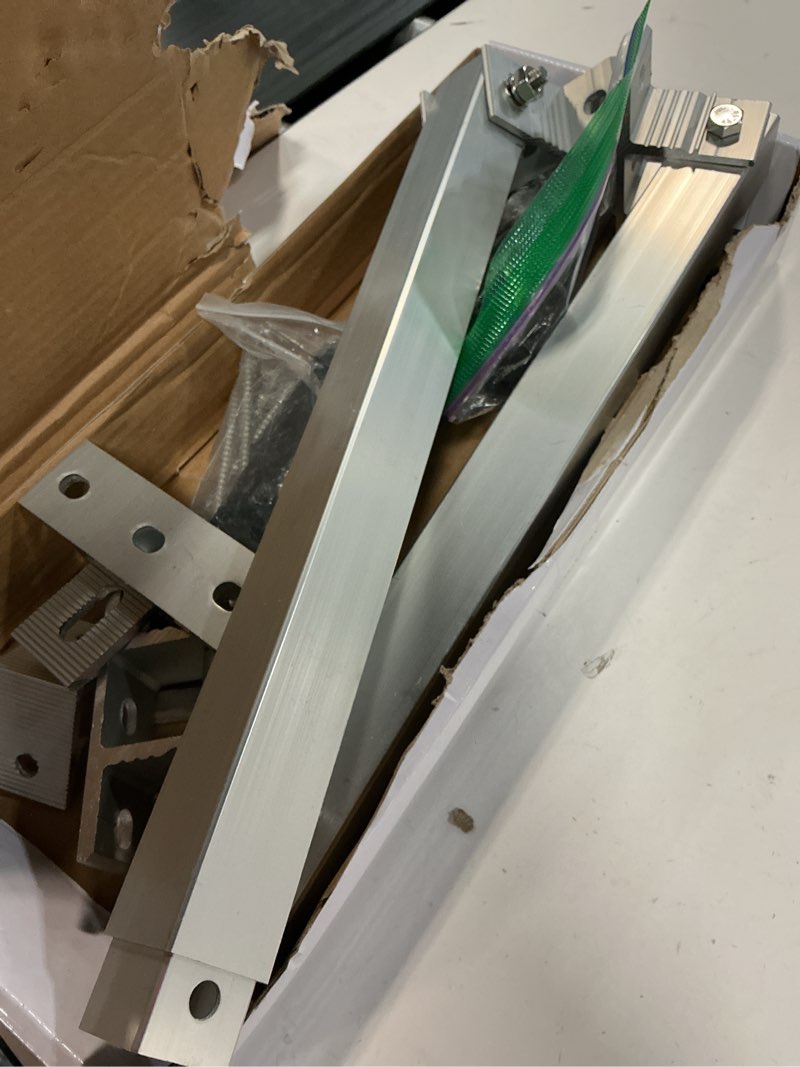 Condition photo showing As Is for 2 set solar panel tilt mounting brackets, 15-30° adjustable solar panel stands, aluminum alloy rv so