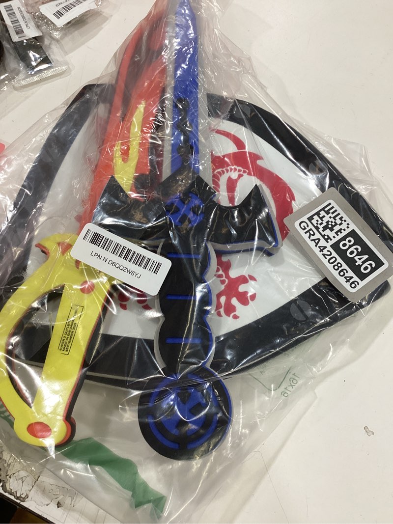Condition photo showing New/Like New for super z outlet children's foam toy medieval joust dual dragon sword & shield knights set lightweight safe for birthday party activities, event favors, toy gifts